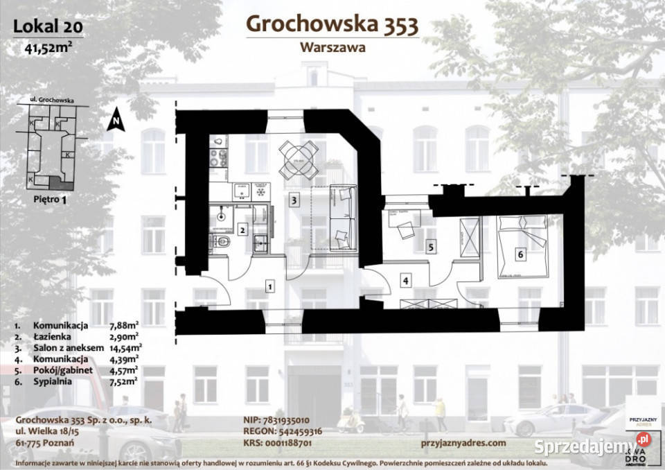 Mieszkanie 3pokojowe bezpośrednio Grochowska 353 Warszawa