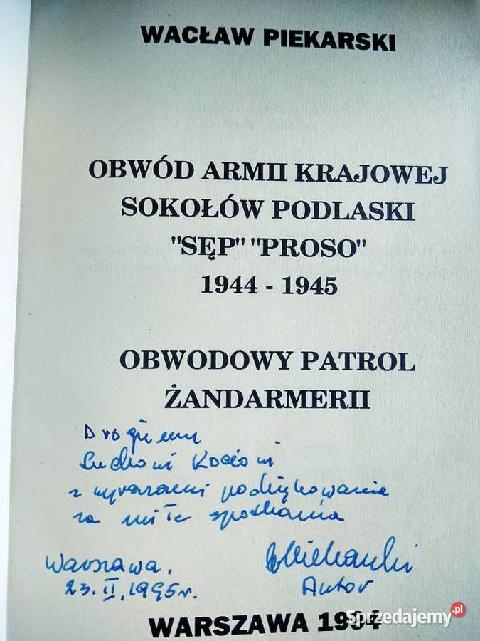 Obwód Armii Krajowej Sokołów Podlaski Piekarski Antykwariat Warszawa