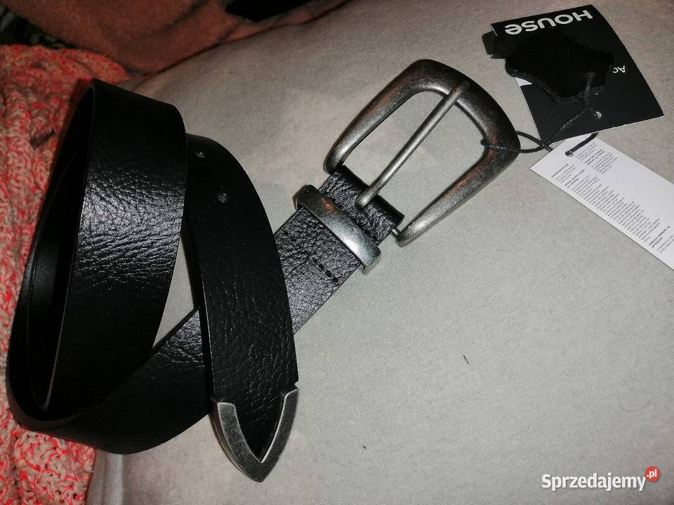 Nowy z metką Czarny SKÓRZANY pasek SKÓRA Moda i Styl Leszno