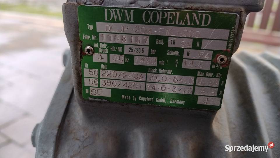 Agregat Chłodniczy Sprężarka Kompresor Copeland Kowale Pańskie