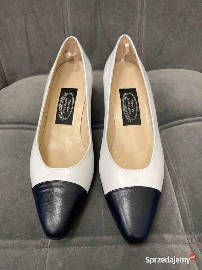 Nowe szpilki buty vintage Rose Lee USA białe Nisko