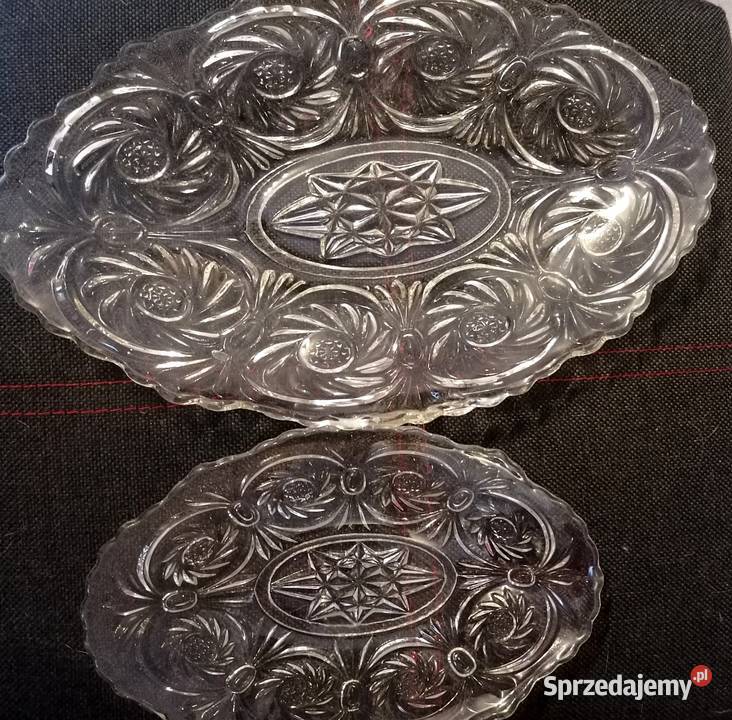 Dwie piękne kryształowe półmiski Wyjątkowe Porcelana i szkło Piekary Śląskie