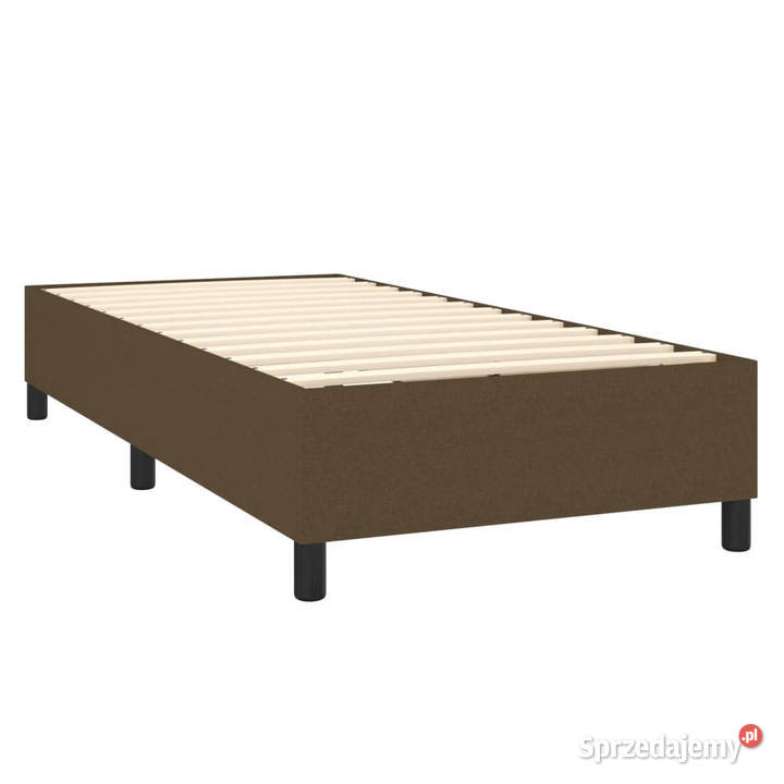 Łóżko kontynentalne z materacem brązowe tkanina 100cm Łóżka
