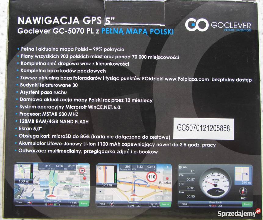 Nawigacja samochodowa Goclever GC5070 kompletna Elektronika