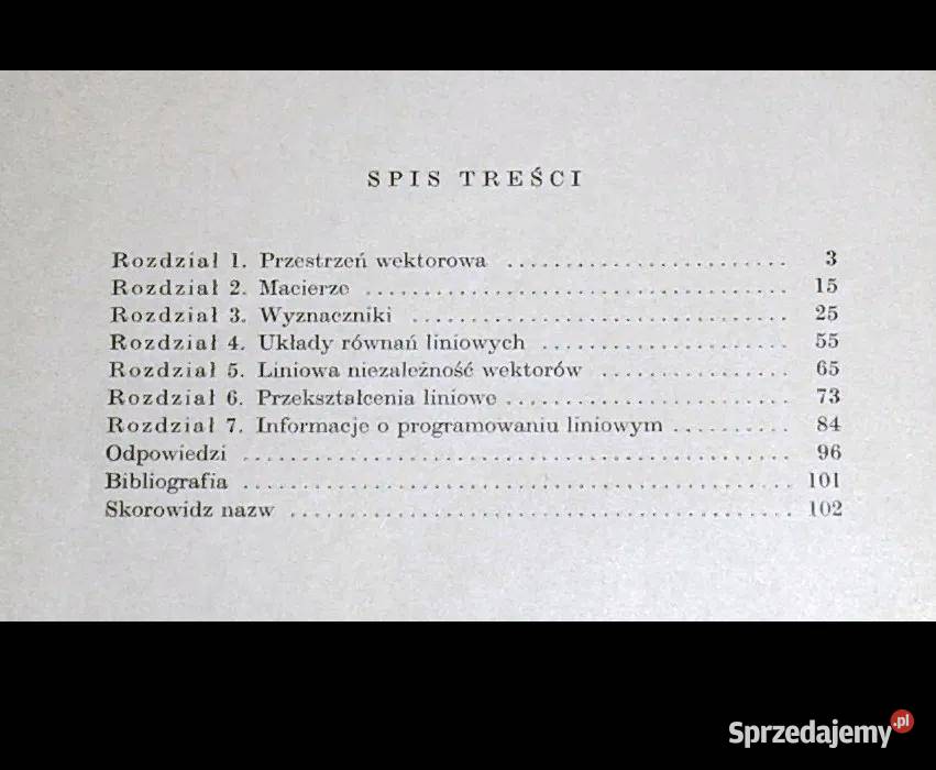 Elementy algebry liniowej Józef Janikowski Rok wydania 1972 Chełm