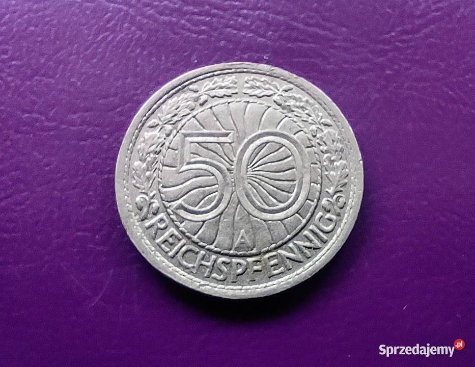 Moneta Niemcy - 50 Reichspfennig 1927 A - B/Rzadka !