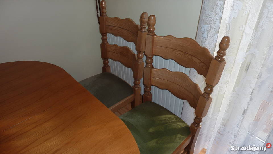 Stół rozkładany 100x160x200 4 krzesła z litego Stoły, krzesła, biurka Łódź