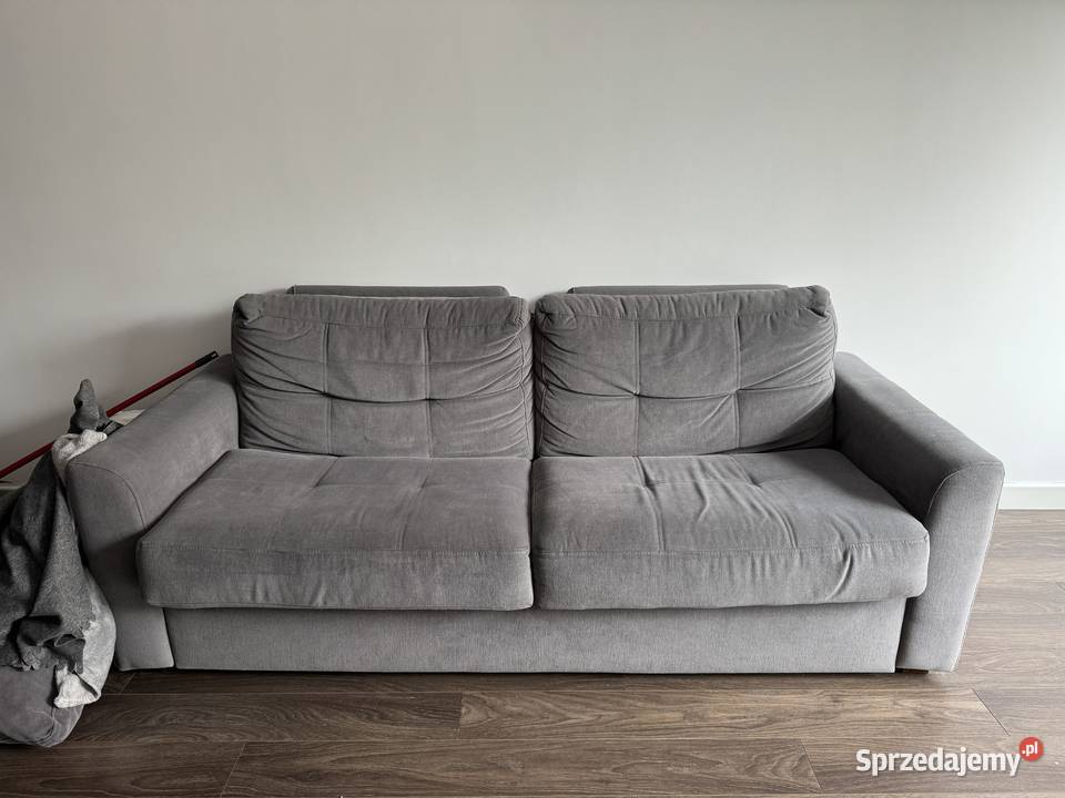 Siwa kanapa rozkładana w wygodnym materacem Szczecin sprzedam