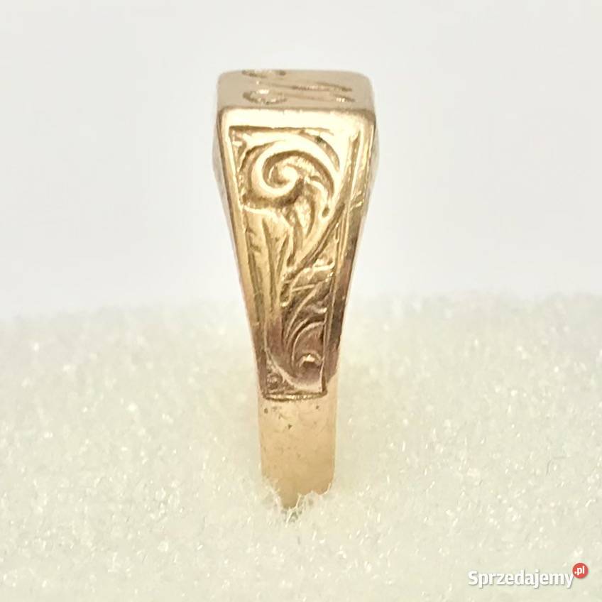 Złoty SYGNET z różowego złota litera W 585 14K mazowieckie Warszawa