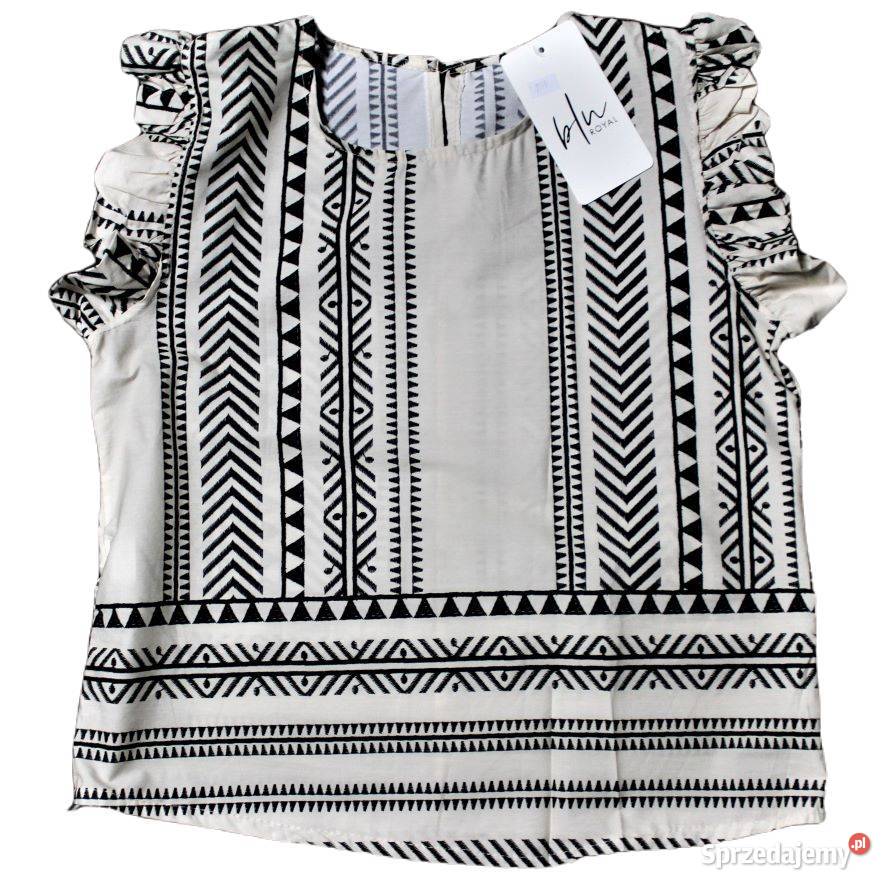 bluzka satynowa z printem Blue Royal Warszawa