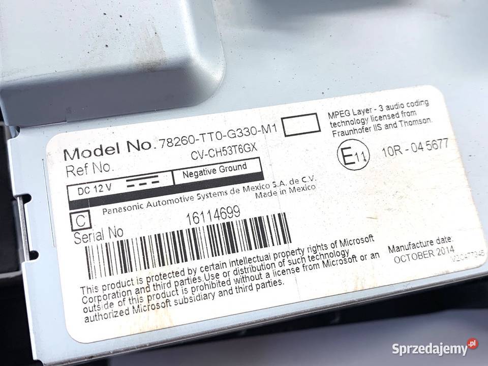 WYŚWIETLACZ HONDA CIVIC IX 78260TT0G330M1 EKRAN