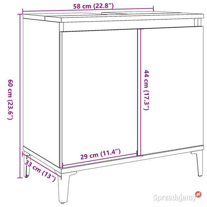 Szafka pod umywalkę szarość betonu 58x33x60 Warszawa