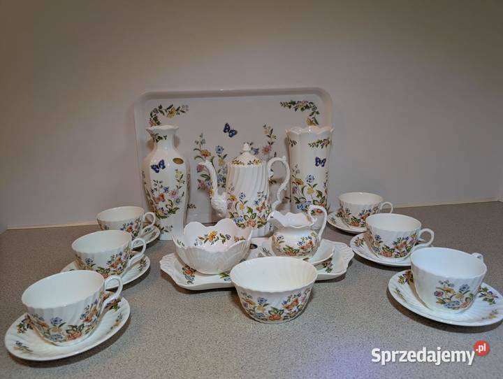 ZESTAW KAWAHERBATA Porcelana Aynsley Garden 21 Piła