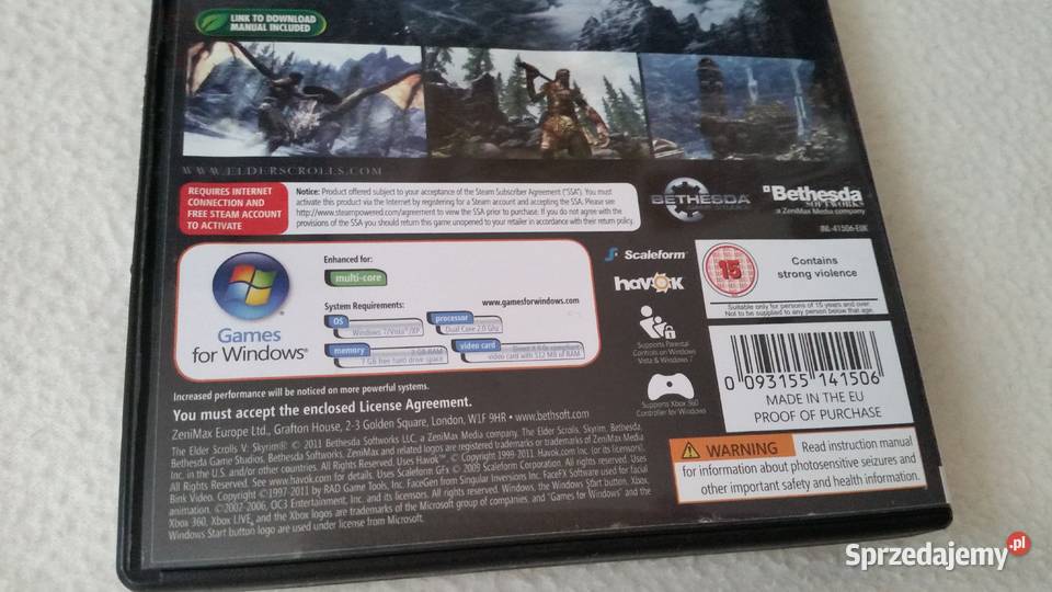 The Elder Scrolls V SKYRIM 2011 BETHESDA PC DVD Puławy sprzedam