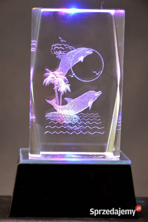Kryształ 3D grawer wewnętrzny laser delfiny Środa Wielkopolska