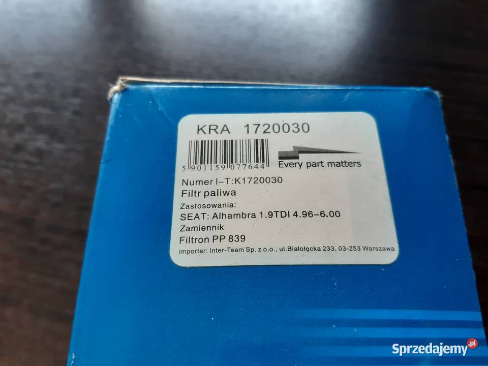 Filtr paliwa 19 Diesel TDI SDI Filtron PP839 paliwa Filtry Gdańsk