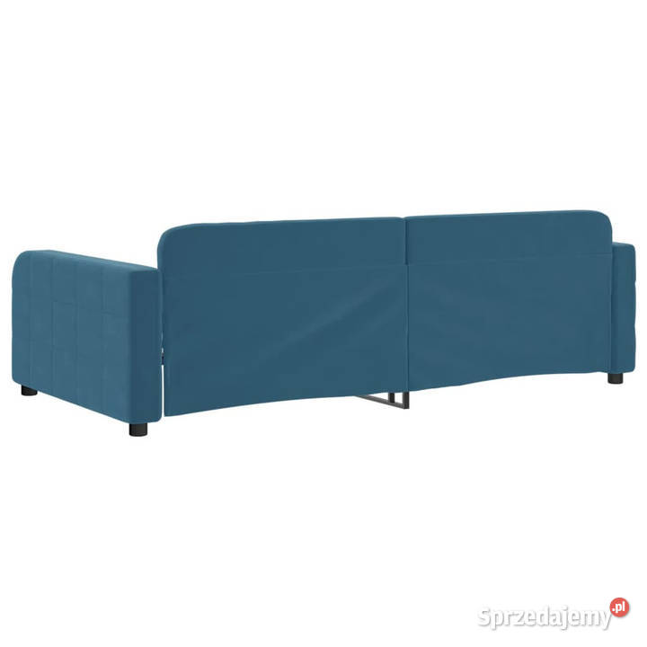 Sofa z funkcją spania niebieska obita aksamitem Warszawa