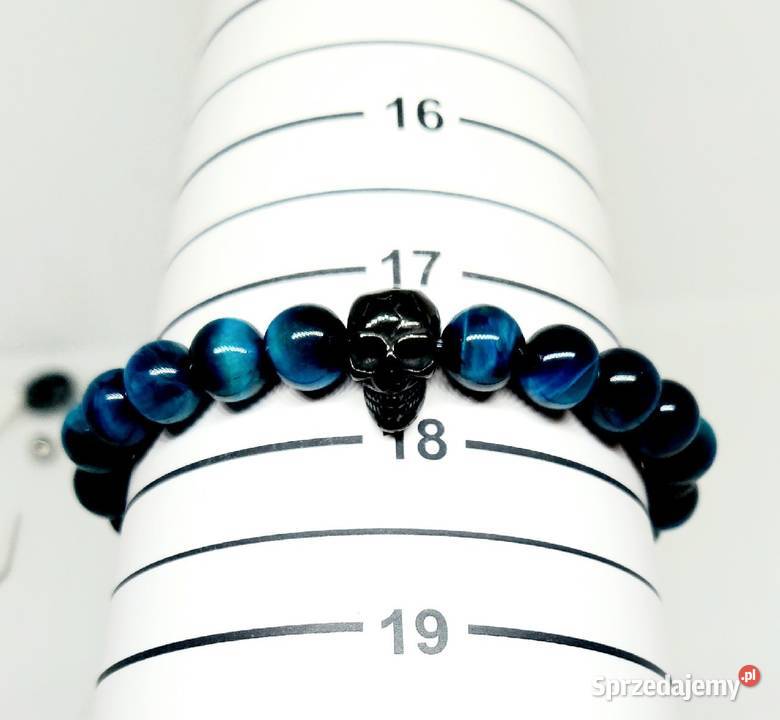 BRANSOLETKA CZASZKA STAL 316L KAMIEŃ NIEBIESKIE Warszawa sprzedam