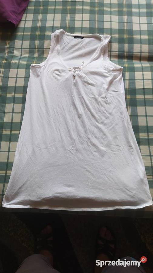 Elegancka nowa biała bluzkatunika MS 50 54 z dekoltem Ostrów Wielkopolski