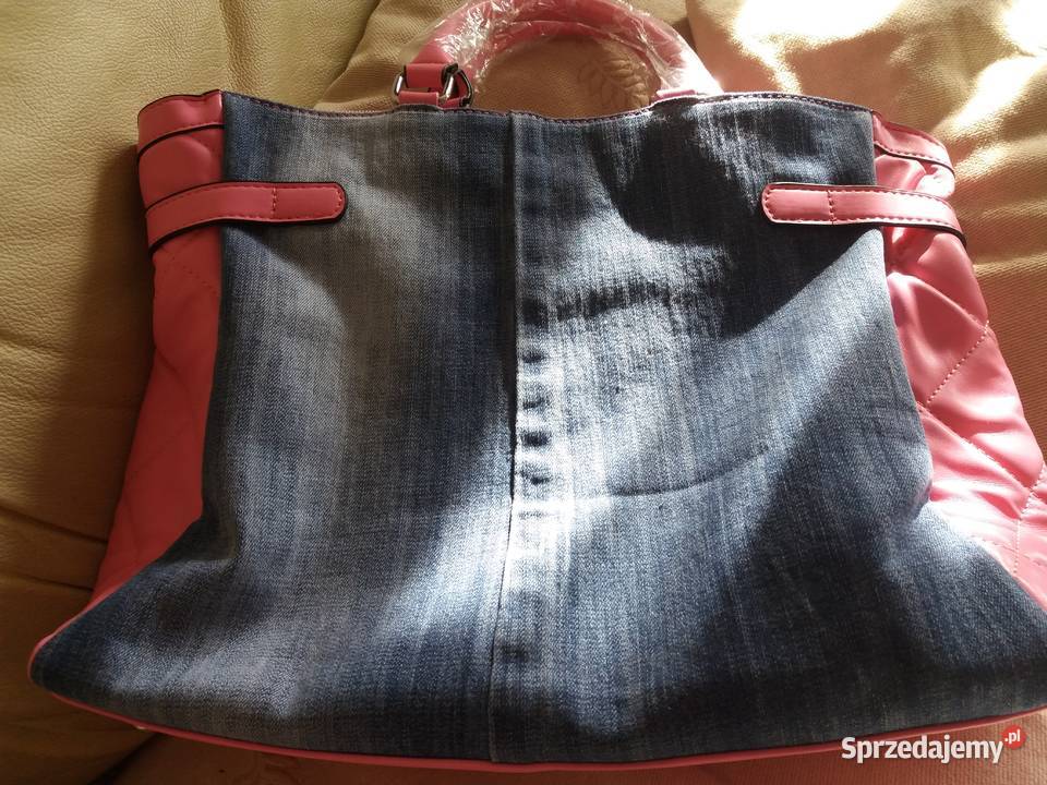 Torebka jeans i róż ekojeans i róż ekoskóra Inny rodzaj  Białystok