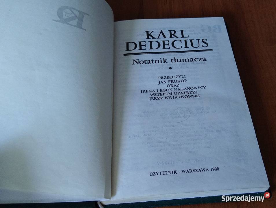 Notatnik tłumacza Karl Dedecius TWARDA 1988 ISBN 8307017327 Gdańsk