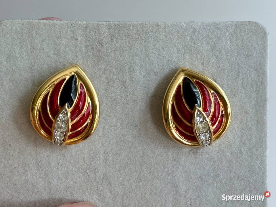 Okazja rzadkie klipsy CABOUCHON pozłacane mazowieckie Warszawa