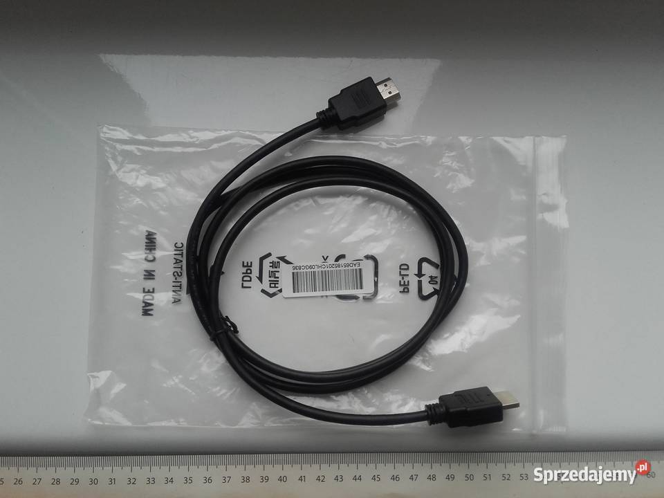 Kabel HDMI-HDMI 160cm, w woreczku, Nowy, 1,6m do przesyłu ob