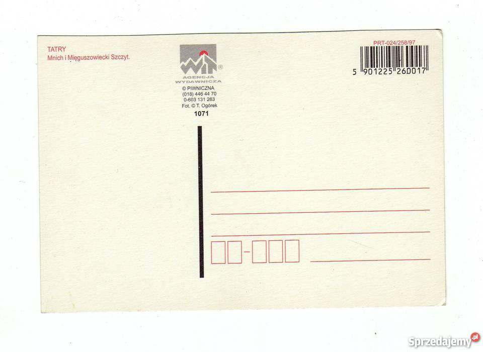 TATRY MNICH POCZTÓWKA Pocztówki i karty telefoniczne