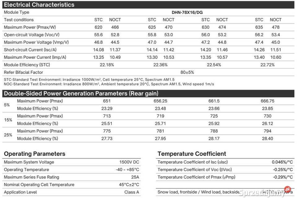 Panel Fotowoltaiczny DAH Solar 630W Bifacial
