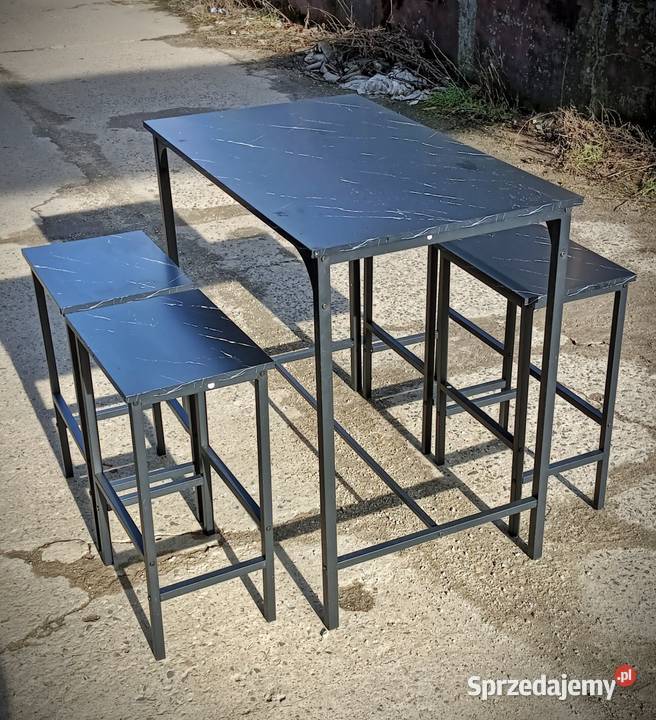 Stół z 4 krzesłami czarny marmur 100x60x90 Gorzów Wielkopolski