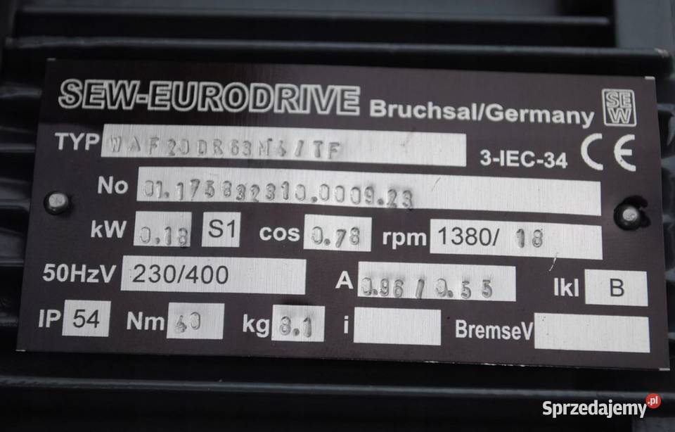 Motoreduktor kątowy 018kw 18obrmin SEW