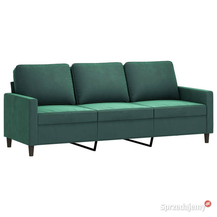 Sofa 3osobowa ciemnozielony 180 obita aksamitem