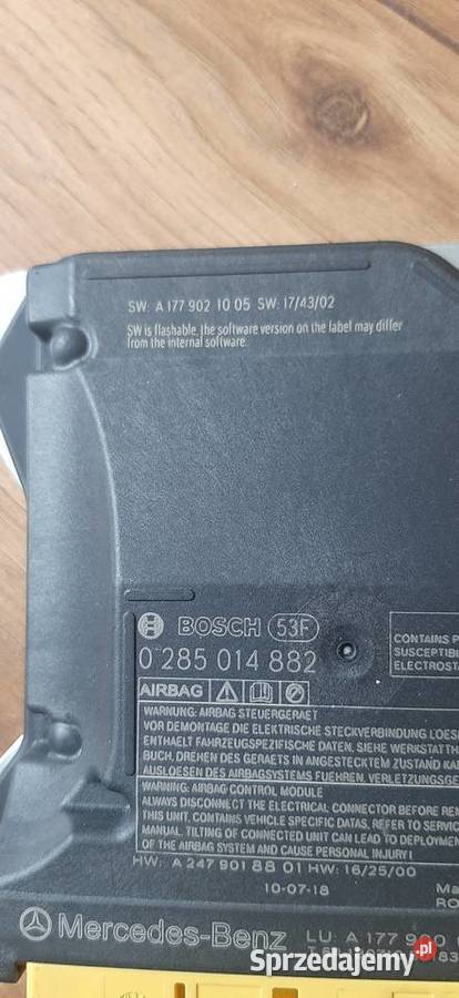 Moduł sensor airbag Mercedes A klasa W177 Rok produkcji 2018 Chocianów
