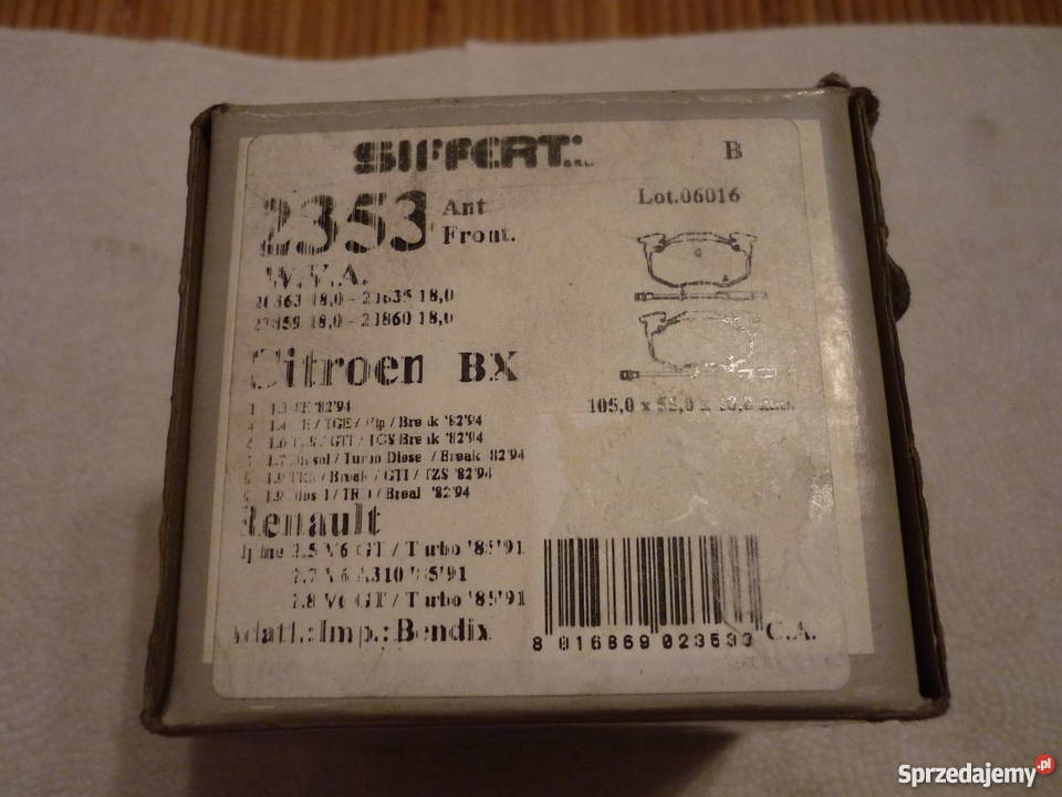 Klocki hamulcowe kpl przód Citroen BX 95589273 Łódź