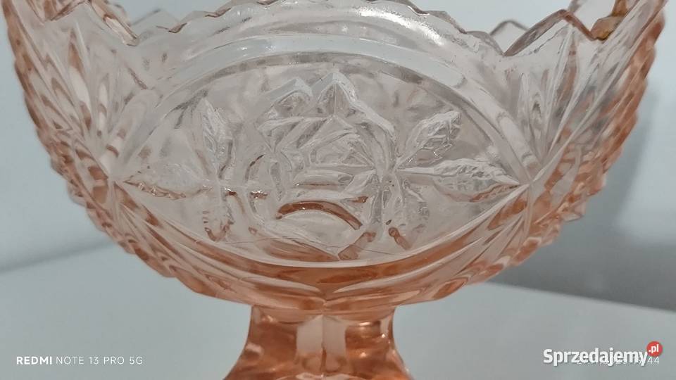 Szkło Kolorowe Żardiniera z Różą HZG Ząbkowice Porcelana i szkło Wiązów