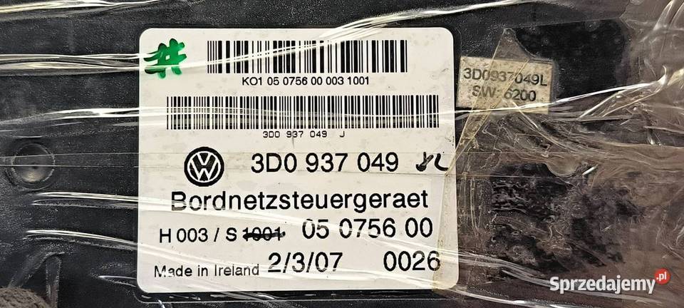 KOMPUTER VOLKSWAGEN PHAETON 3D0937049 Pozostałe kujawsko-pomorskie