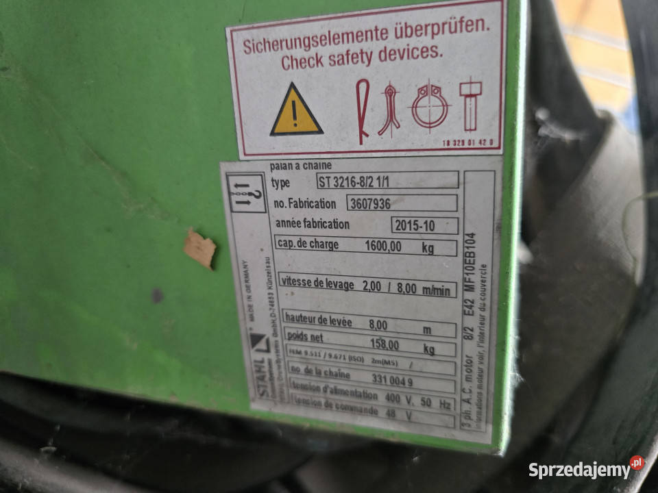 Wciągarka do suwnicy warsztatowa STAHL ST32 3200 Serwatki