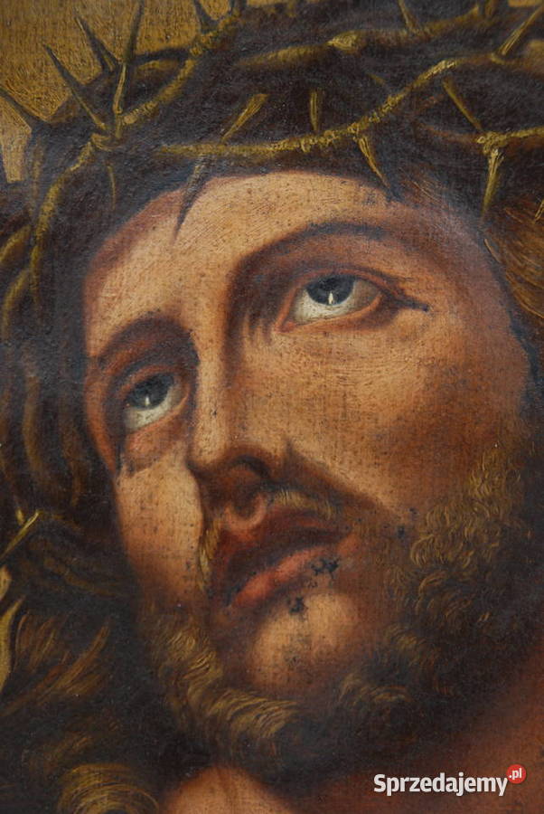 Obraz Jezusa Ecce Homo wg Guido Reni XIX wiek Malarstwo wielkopolskie Poznań