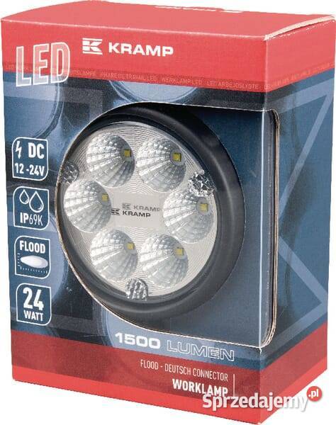Lampa robocza LED okrągła 24W 1500 lm 1030V Oświetlenie Kamionna