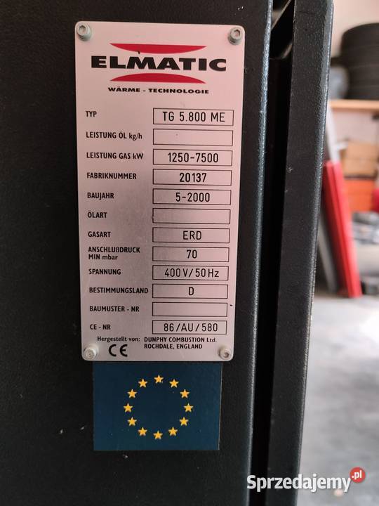 Palnik gazowy 7500kW przemysłowy łódzkie Radomsko