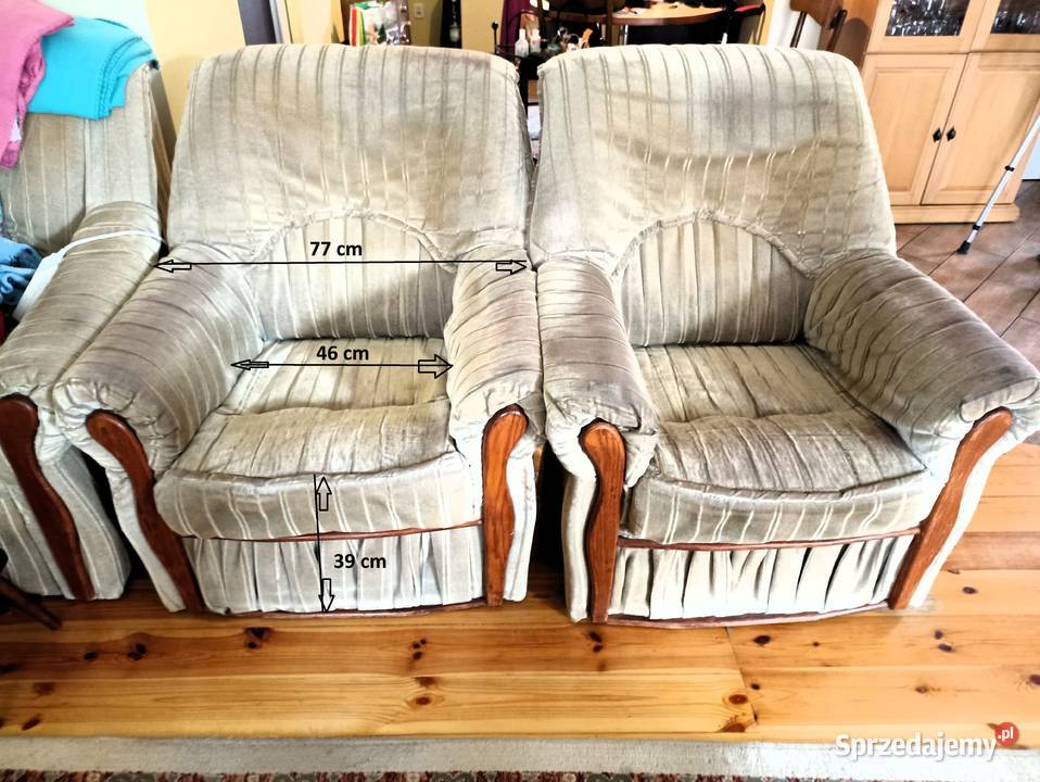 Fotele tapicerowane używane zielone 2 sztuki Bełchatów