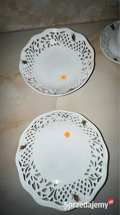 Patera miseczka ażur biała porcelana z różyczką Gdańsk