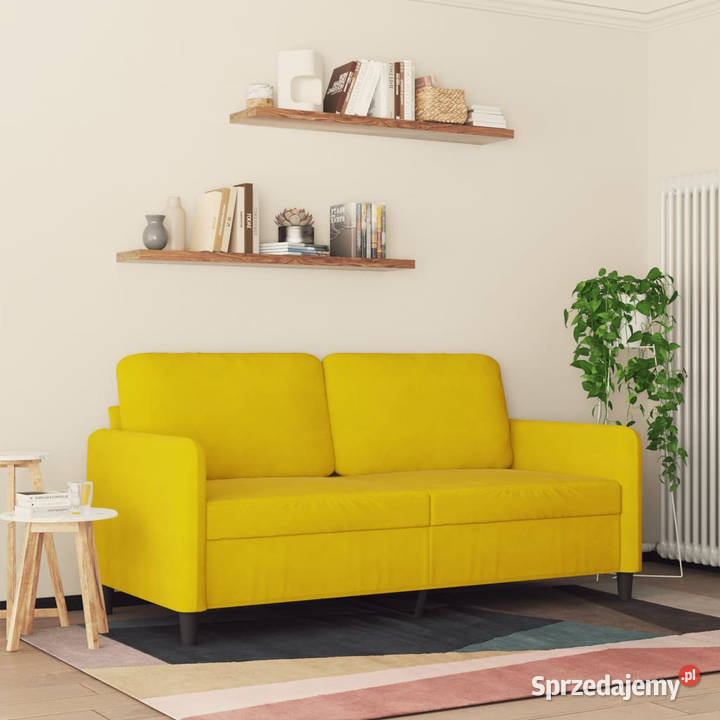 Sofa 2osobowa żółta 140 tapicerowana aksamitem Warszawa