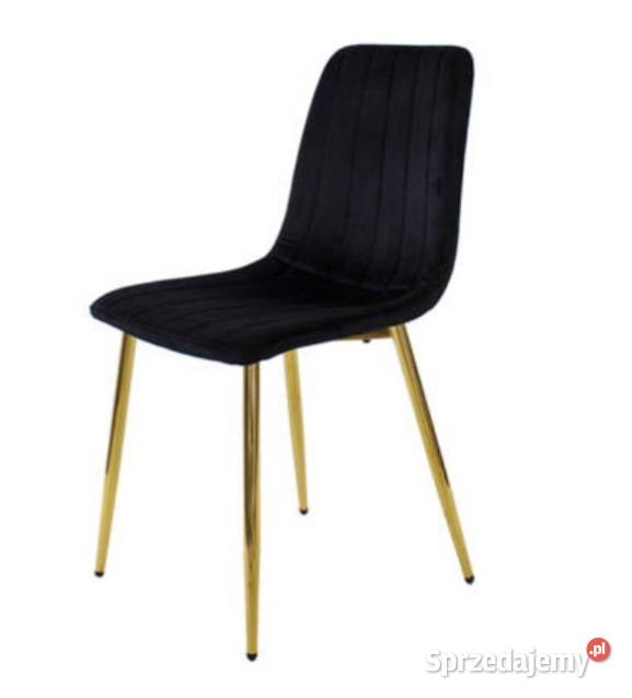 Czarne welurowe krzesło złote nóżki Promocja