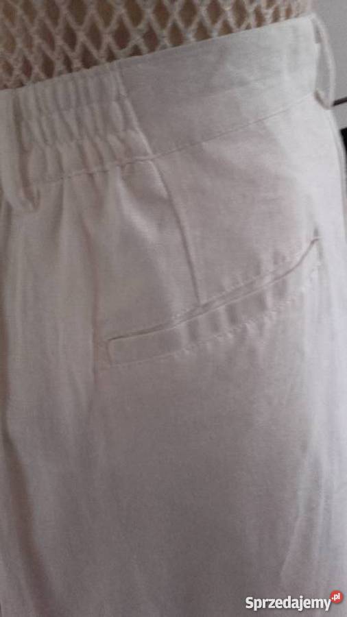 ANGIELSKIE MARKOWE LNIANE SPODNIE KOLOR IVORY r Piła