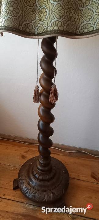 Salonowa wysoka drewniana lampa podłogowa z Skierniewice sprzedam