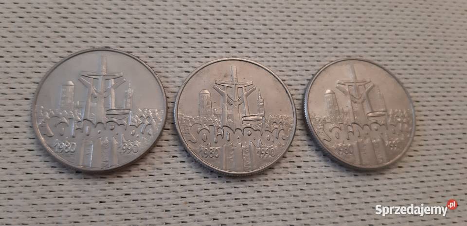 moneta kolekcjonerska PRL 1990, Solidarność zestaw 3 sztuki