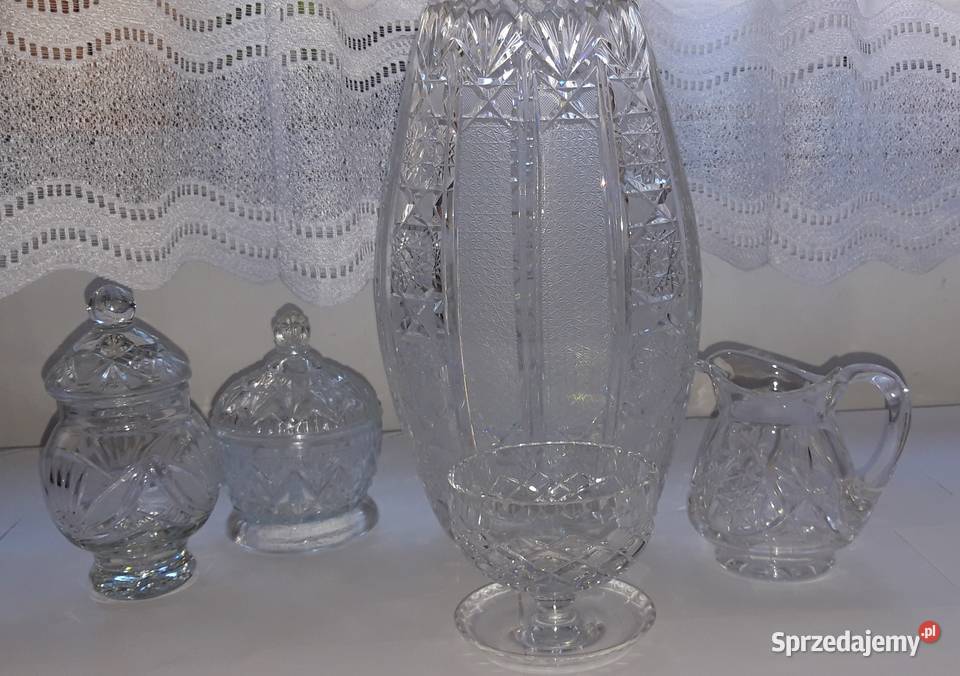 Zestaw duży wazon cukiernice bomonierka Porcelana i szkło mazowieckie