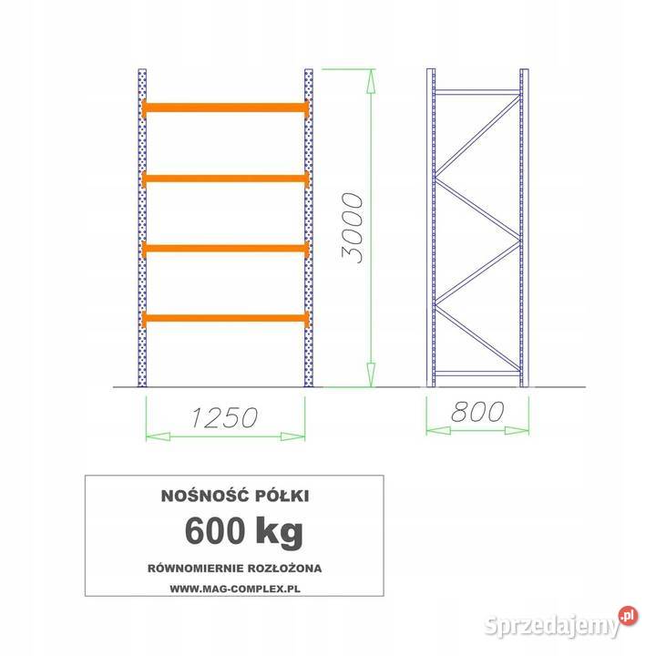 REGAŁ METALOWY MAGAZYNOWY WYTRZYMAŁY MOCNY MRC19 Bydgoszcz
