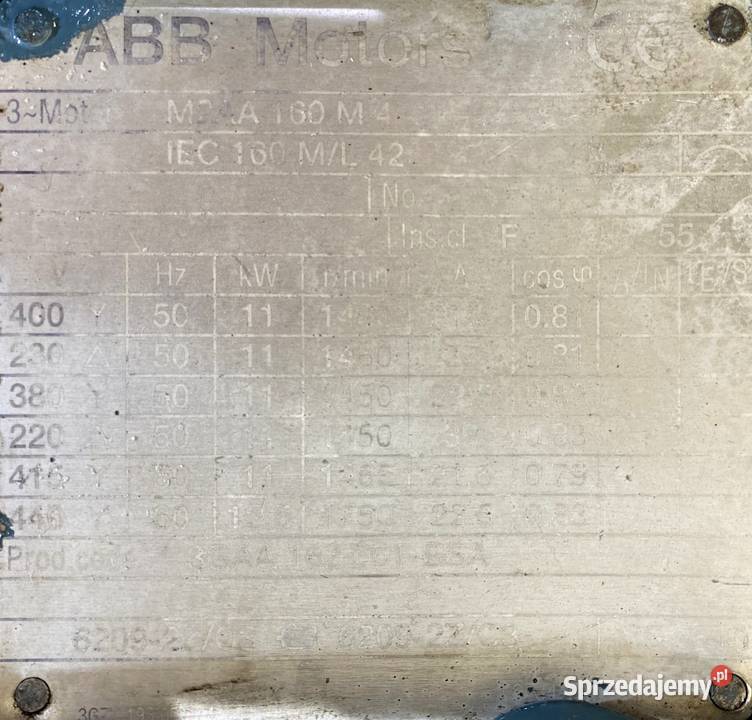 silnik elektryczny 11kW 1460obr 3fazowy ABB Pigża